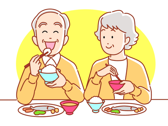 食事を楽しむシニア夫婦