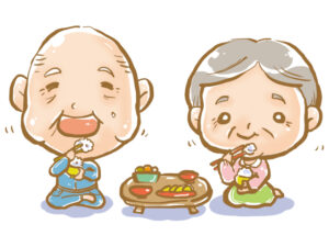 食事を楽しむシニア夫婦