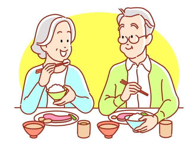 食事を楽しむシニア夫婦